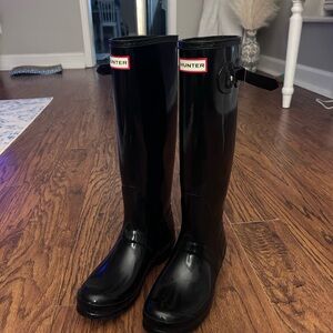 Hunter Glossy Black Tall Boots